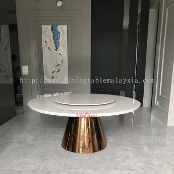 Majestic White Greece Marble Dining Table | Sivec White | 10 Seaters