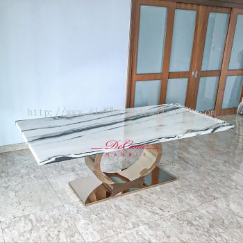 Luxury White Marble Dining Table | Panda White | 6-8 Seaters