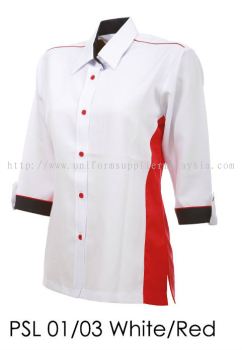 PSL 01 03 White Red Ladies Corporate Shirt