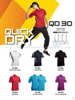 Oren QD30 Baju Mock NeckCollar Microfibre QuickDri Unisex