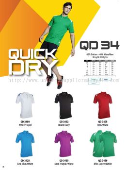 Oren QD34 Baju Collar Microfibre QuickDri Unisex