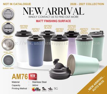 AM76 Automug 360ml Cawan Termos Keluli Tahan Karat | Mug Vakum Kemasan Matte | Cawan Kopi Panas & Se
