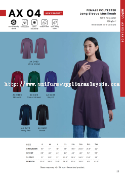 FEMALE POLYESTER Long Sleeve Muslimah T-Shirt | Modest Quick-Dry Sports & Corporate Uniform | Breath
