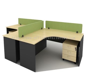 OPEN CONCEPT 2 CLUSTER WORKSTATION C/W FABRIC SOLID DESKING PANEL