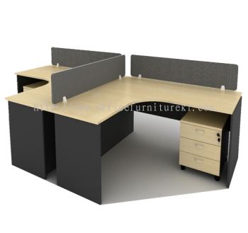 OPEN CONCEPT 4 CLUSTER WORKSTATION C/W FIBER SCREEN DESKING PANEL