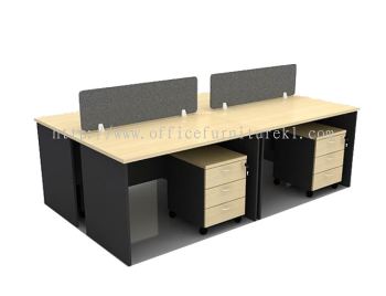 OPEN CONCEPT 4 CLUSTER WORKSTATION C/W FIBER SCREEN DESKING PANEL