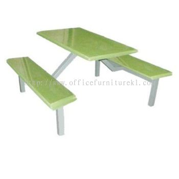 6 RECTANGULAR TABLE WITH BENCH - canteen table set/ fibreglass table oasis ara damansra | canteen table setiawangsa | canteen table titiwangsa