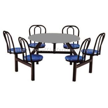 6 TEMPAT DUDUK MEJA BULAT GENTIAN KACA DAN KERUSI - canteen table set/ fibreglass table jalan tun razak | canteen table putra jaya | canteen table cyber jaya