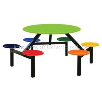 6 TEMPAT DUDUK MEJA BULAT GENTIAN KACA DAN BANGKU  - canteen table set/ fibreglass table damansara mutiara | canteen table batu caves | canteen table gombak