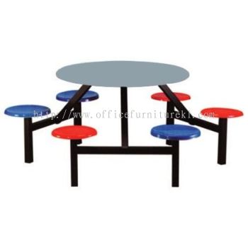 6 TEMPAT DUDUK MEJA BULAT GENTIAN KACA DAN BANGKU  - canteen table set/ fibreglass table damansara utama | canteen table sepang | canteen table bangi