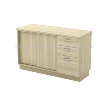 WOODEN SIDE CABINET C/W SLIDING DOOR + FIXED PEDESTAL DRAWER SHAMELIN KL