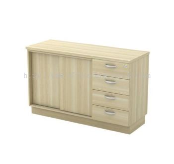 WOODEN SIDE CABINET C/W SLIDING DOOR + FIXED PEDESTAL DRAWER PANDAN INDAH SELANGOR