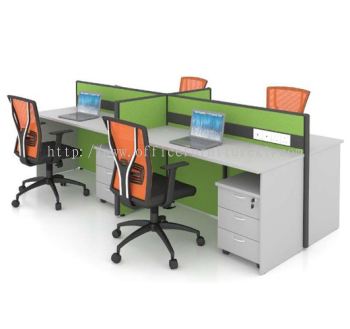 CLUSTER OF 4 WORKSTATION 1 WITH MOBILE PEDESTAL 3D 1