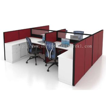 CLUSTER OF 4 WORKSTATION 1 WITH SIDE CABINET  1