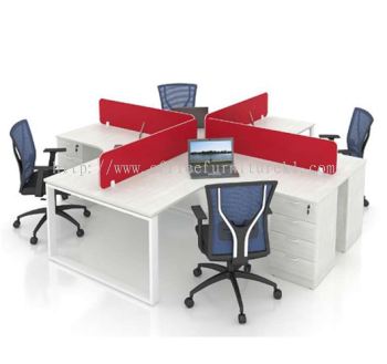 OPEN CONCEPT 4 WORKSTATION 1 WITH FIXED PEDESTAL 4D