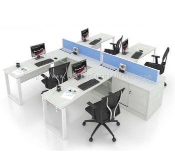 OPEN CONCEPT 4 WORKSTATION 1 WITH METAL N LEG & MOBILE PEDESTAL 3D 1