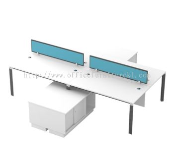 OPEN CONCEPT 4 WORKSTATION 8 C/W METAL LEG & SIDE CABINET