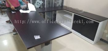 FREE DELIVERY & INSTALLATION QAMAR L-SHAPE OFFICE TABLE ABMB 11 l DUAL LOW OFFICE CABINET B-YOS 7160 l OFFICE FURNITURE l SRI PETALING l KUALA LUMPUR l TOP 10 MUST BUY