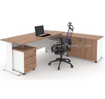 JOY DIRECTOR OFFICE TABLE WITH SIDE CABINET & MOBILE PEDESTAL 3D MJ 99