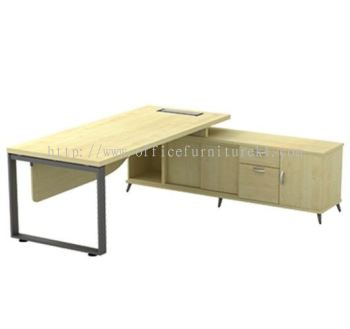 OLVA DIRECTOR OFFICE TABLE METAL O-LEG C/W WOODEN MODESTY PANEL & SIDE CABINET  (TOP 41THK)