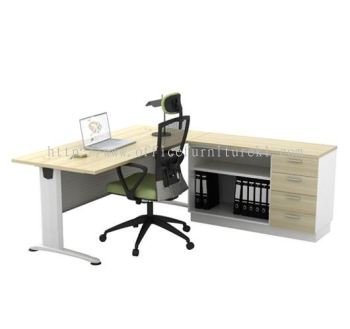 BERLIN WRITING OFFICE TABLE / DESK & SIDE CABINET ABT 188 + AB YOP 7124 - office table Puchong | office table Bandar Sunway | office table Subang Jaya | Modern Design Office Table 