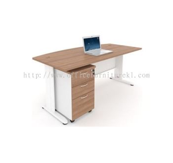 JOY EXECUTIVE OFFICE TABLE / DESK D SHAPE & MOBILE PEDESTAL 2D1F MJME 1890 (Color Cappuccino) - executive table Bandar Nusaputra | executive table Jalan Pinang | executive table Sepang | executive table Office Furniture Near Me