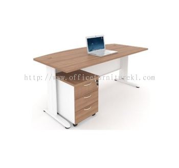 JOY EXECUTIVE OFFICE TABLE / DESK D SHAPE & MOBILE PEDESTAL 3D MJME 1890 (Color Cappuccino) - executive table Serdang | executive table Kajang | executive table Putrajaya | Top 10 Newest Design