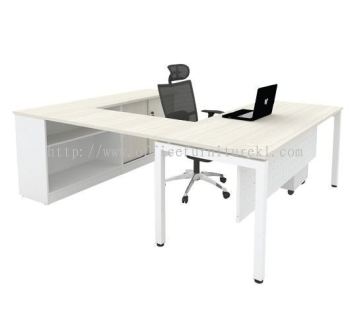 MUKI L-SHAPE OFFICE TABLE / DESK C/W LOW CABINET & MOBILE PEDESTAL 3D SET-MU88LW - L-shape table Seksyen 51A | L-shape table Setia Alam | L-shape table Jalan Ipoh | L-shape table Mid Year Sale