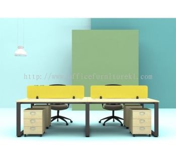 OLVA CLUSTER OF 4 SEATER OFFICE PARTITION WORKSTATION C/W MOBILE PEDESTAL 3D (Color Boras Ash) - office workstation Damansara Kim | office workstation Shah Alam | office workstation Pandan Indah | office workstation Best Recommend