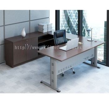 QAMAR EXECUTIVE OFFICE TABLE / DESK C/W LOW CABINET SET AQMB 11 (Color Walnut) - executive office table Taman Wahyu | executive office table Jalan Kuching | executive office table Jalan Pudu | executive office table Direct From Factory