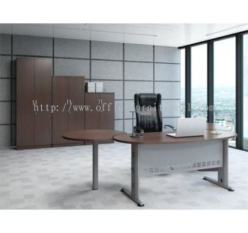 QAMAR OVAL SHAPE EXECUTIVE OFFICE TABLE / DESK C/W CABINET SET (W/O TEL CAP) AQMB 33 (Color Walnut) - executive office table Keramat | executive office table Serdang | executive office table Cheras | executive office table Anniversary Sale