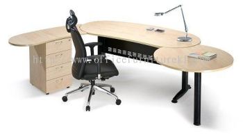 QAMAR EXECUTIVE OFFICE TABLE / DESK COMBINATION SET (WO TEL CAP) AQMB 33 (Color Maple) - executive office table Rawang | executive office table Kepong | executive office table Batu Caves | executive office table Direct Factory Price