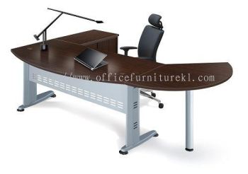 QAMAR EXECUTIVE OFFICE TABLE / DESK D-SHAPE COMBINATION SET AQMB 180A (Color Walnut) - executive office table Bandar Utama | executive office table Eco Puchong | executive office table Bangsar | executive office table New Year Sale