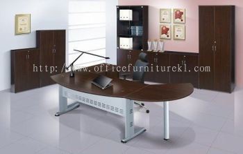 QAMAR EXECUTIVE OFFICE TABLE / DESK COMBINATION SET  C/W CABINET SET AQMB 180A (Color Walnut) - executive office table Subang Jaya | executive office table Eco Ampang Jaya | executive office table Damansara Intan | executive office table Mid Year Sale