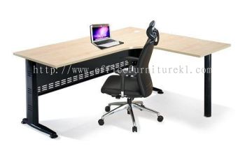 QAMAR L-SHAPE OFFICE TABLE / DESK AQL 1815-M (R) (Color Maple) - L shape office table Gombak | L shape office table Jalan Pudu | L shape office table Kelana Jaya | L-shape office table Ready Stock