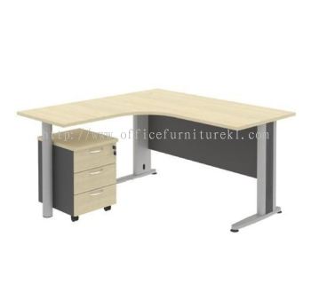 TITUS L-SHAPE OFFICE TABLE / DESK & MOBILE PEDESTAL 3D ATL 1515-M (Color Maple) - L shape office table Bangsar | L shape office table Kwasa Damansara | L shape office table Sentul | L-shape office table Top 10 Popular Product