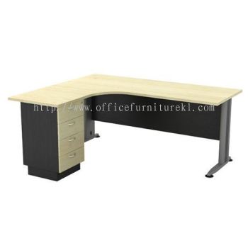 TITUS 5' L-SHAPE OFFICE TABLE / DESK C/W FIXED PEDESTAL 4D  ATL 1515 4D (Color Maple) - L shape office table Sungai Buloh | L shape office table Damansara Kim | L shape office table Desa Park City | L-shape office table Top 10 Best Selling