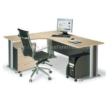 TITUS L-SHAPE OFFICE TABLE / DESK C/W MOBILE PEDESTAL 3D & CPU HOLDER ATL1815 (Color Maple) - L-shape office table Solaris Dutamas | L-shape office table Mutiara Tropicana | L-shape office table Bukit Jalil | L-shape office table Mid Year Sale