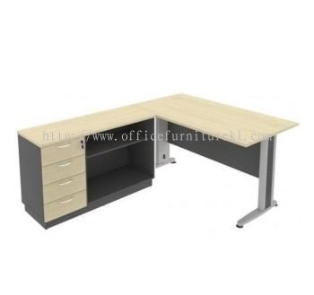 TITUS 5' WRITING OFFICE TABLE / DESK C/W OPEN SHELF OFFICE CABINET+ FIXED PEDESTAL 4D MTB58-OS24FD4 (Color Maple) - writing office table Kuala Lumpur | writing office table Setia Alam | writing office table Ulu Kelang | writing office table Top 10 Best Selling