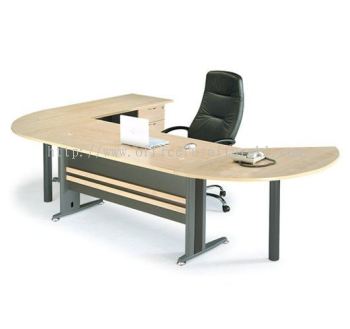 TITUS WRITING OFFICE TABLE / DESK C/W SIDE DISCUSSION TABLE WITH  FIXED PEDESTAL 4D ATT 158 (Color Maple) - writing office table Cyberjaya | writing office table Sepang | writing office table Seremban | writing office table Promotion Price 