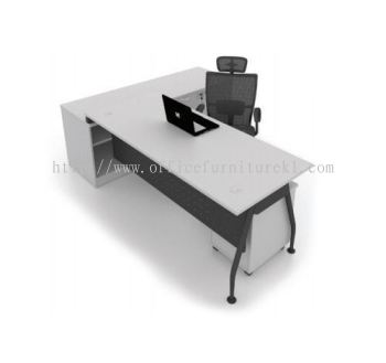 MADISON DIRECTOR OFFICE TABLE C/W SIDE LOW CABINET & MOBILE PEDESTAL 3D (Color Grey) - director office table Sungai Buloh | director office table Damansara Jaya | director office table Jalan Kuching | director office table New Year Sale