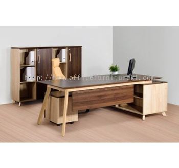 PAXIS DIRECTOR OFFICE TABLE C/W SIDE LOW CABINET & MEDIUM CABINET PXI 2190 - director office table Damansara Intan | director office table Ukay Perdana | director office table Titiwangsa | director office table Fast Delivery