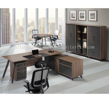 PAXOS DIRECTOR OFFICE TABLE C/W WOODEN MODESTY PANEL WITH SIDE LOW CABINET, MOBILE PEDESTAL 2D1F & MEDIUM CABINET PXO 2190 - director office table Ukay Perdana | director office table Bukit Jalil | director office table Accentra Glenmarie | director office table Must Buy