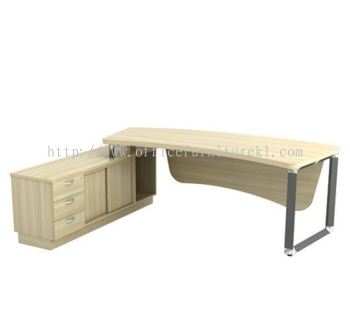 PYRAMID DIRECTOR OFFICE TABLE C/W SIDE LOW CABINET AQ-OXL 2463 (Table Top 41THK) (Color Boras Ash) - director office table Sungai Besi | director office table Subang | director office table Klang | director office table Direct Factory Price