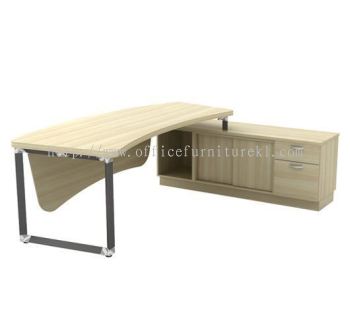 PYRAMID DIRECTOR OFFICE TABLE C/W SIDE LOW CABINET AQ-OXR 2462 (Table Top 41THK) (Color Boras Ash) - director office table Kelana Jaya | director office table Selayang | director office table Rawang | director office table Top 10 Best Selling