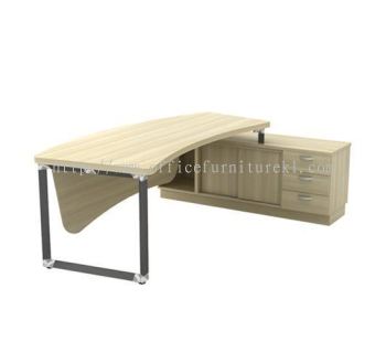 PYRAMID DIRECTOR OFFICE TABLE C/W SIDE LOW CABINET AQ-OXR 2463 (Table Top 41THK) (Color Boras Ash) - director office table Bukit Damansara | director office table Segambut | director office table Saujana Putra | director office table 11.11 Mega Sale