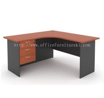 L-SHAPE OFFICE TABLE / DESK C/W FIXED PEDESTAL 3D AGL 1515 (Color Cherry) - L-shape office table Ampang | L-shape office table Wangsa Maju | L-shape office table Gombak | L-shape office table Top 10 Most Popular