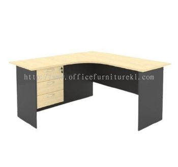 L-SHAPE OFFICE TABLE / DESK C/W FIXED PEDESTAL 3D AGL 1515 (Color Maple) - L-shape office table Segambut | L-shape office table Balakong | L-shape office table Sungai Besi | L-shape office table Direct Factory Price