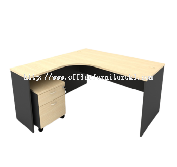 5' L-SHAPE OFFICE TABLE / DESK C/W MOBILE PEDESTAL 1D1F AGL 1515 ( Color Maple) - L-shape office table Chan Sow Lin | L-shape office table Damansara Kim | L-shape office table Taman Bandaraya | L-shape office table Fast Delivery