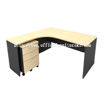 5' L SHAPE OFFICE TABLE / DESK C/W MOBILE PEDESTAL 2D1F AGL 552 (Color Maple) - L-shape office table Uoa Business Park | L-shape office table Bukit Jelutong | L-shape office table Sungai Besi | L-shape office table Direct Factory Price